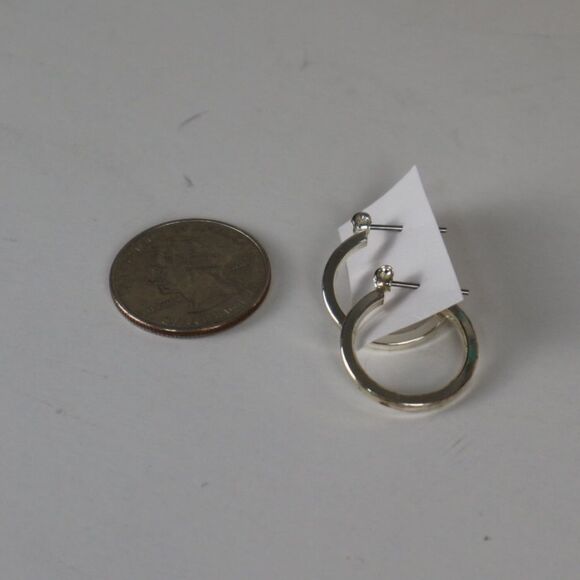 Silver Metallic Hoop Earrings - Picture 4 of 5